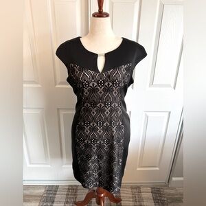 Elegant Black and Cream textured Dress.